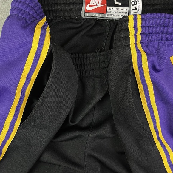 Nike Team Los Angeles Lakers Pants Size L Warm-up 61 Retro Black Ankle Button - Picture 6 of 16